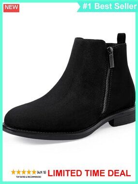 Suede Ankle Boots Flat Low Heel Chelsea Booties Side Zipper Casual Dress